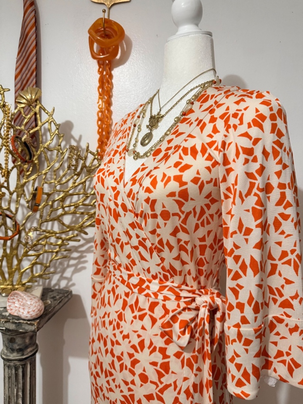 VTG Diane von Furstenberg 100% Silk Jersey Geometric Wrap Dress – Iconic Y2K - Picture 5 of 12